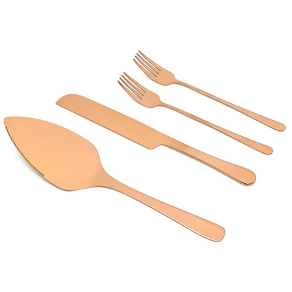 Elegant Personalized Wedding Cake Cutting Set with Engraved Knife and Forks