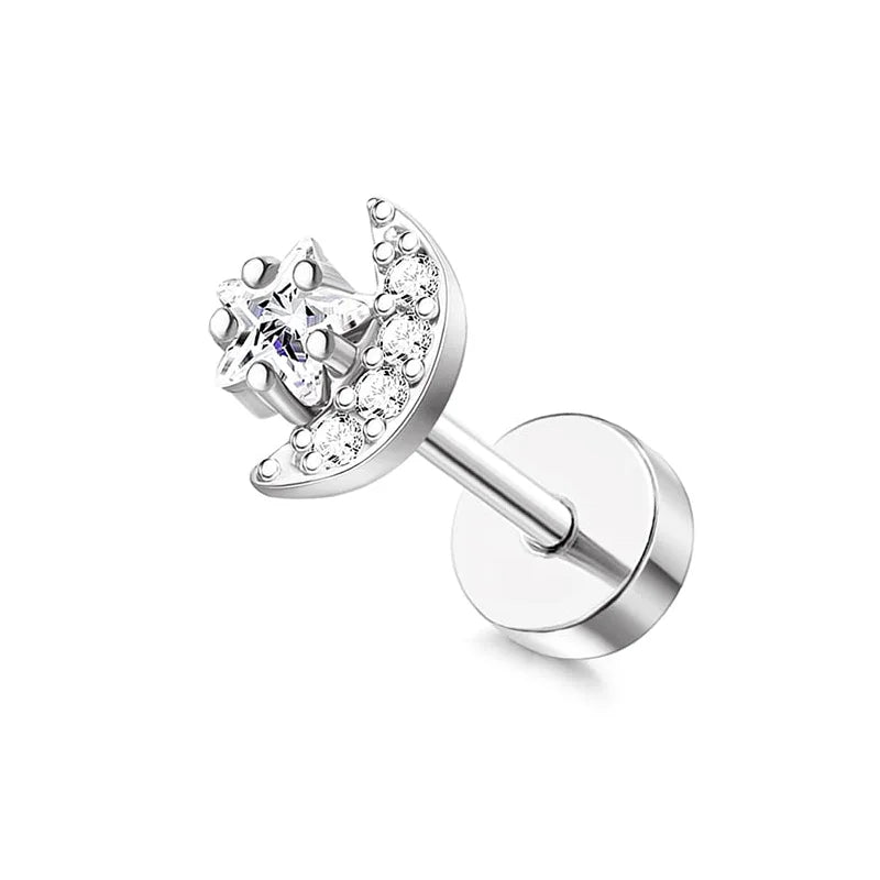 Drperfect Surgical Steel Butterfly Flower Cartilage Stud Earrings for Women with Screw-Back Design