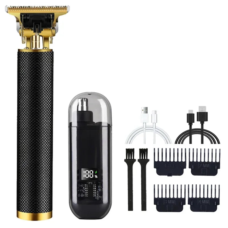 Vintage T9 Precision Hair Clipper with USB Charging and Portable Shaving Function