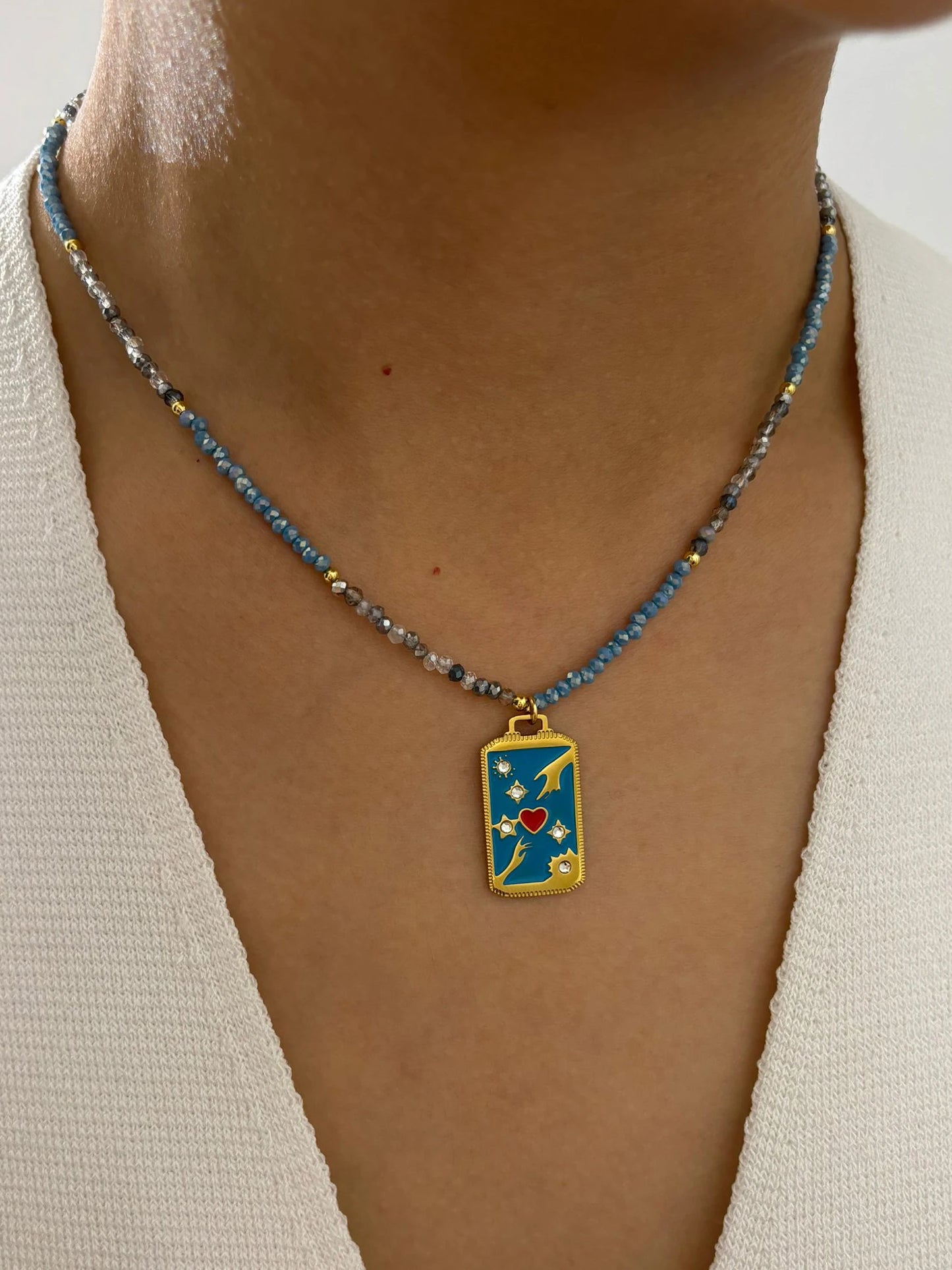 Peri'sBox Bohemian Multi-Color Acrylic Beaded Pendant Necklace for Women