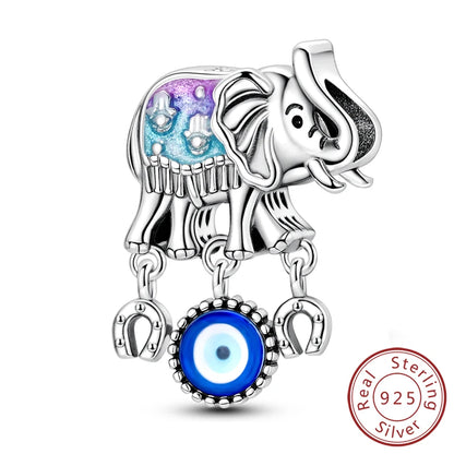 925 Sterling Silver Charms Pendant Set for Bracelets Angel Devil's Eye Fatima's Hand Cross Women's Jewelry Gift KTC1582