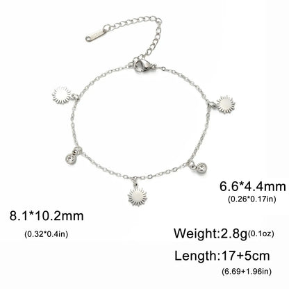 Skyrim Sun Zircon Charm Bracelet for Women - Stainless Steel Fashion Jewelry Steel 17-22 cm