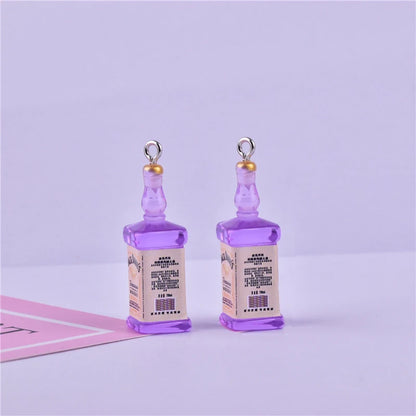 Vibrant Resin 3D Wine Bottle Charms Set for DIY Jewelry and Crafts