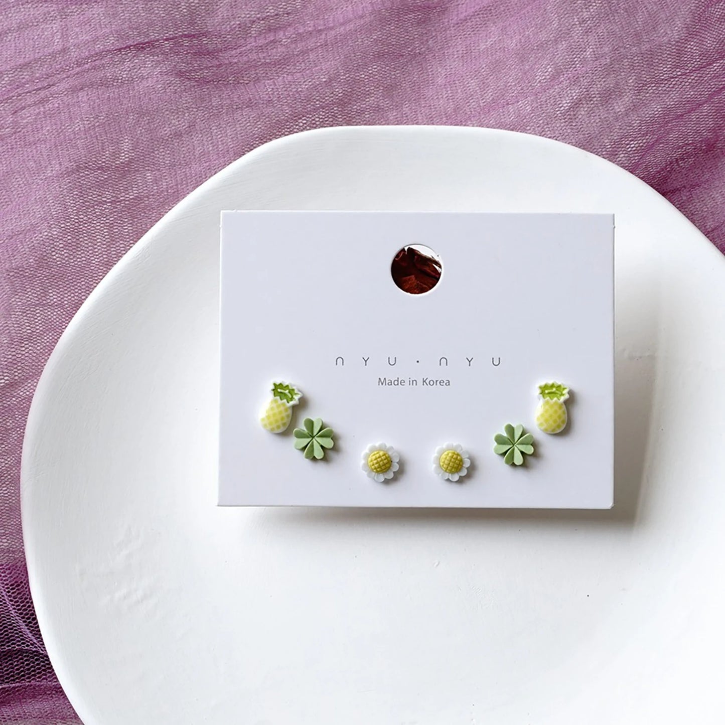 Mixed Color Ceramic Stud Earrings Set for Women Featuring Flower Star Airplane and Planet Designs