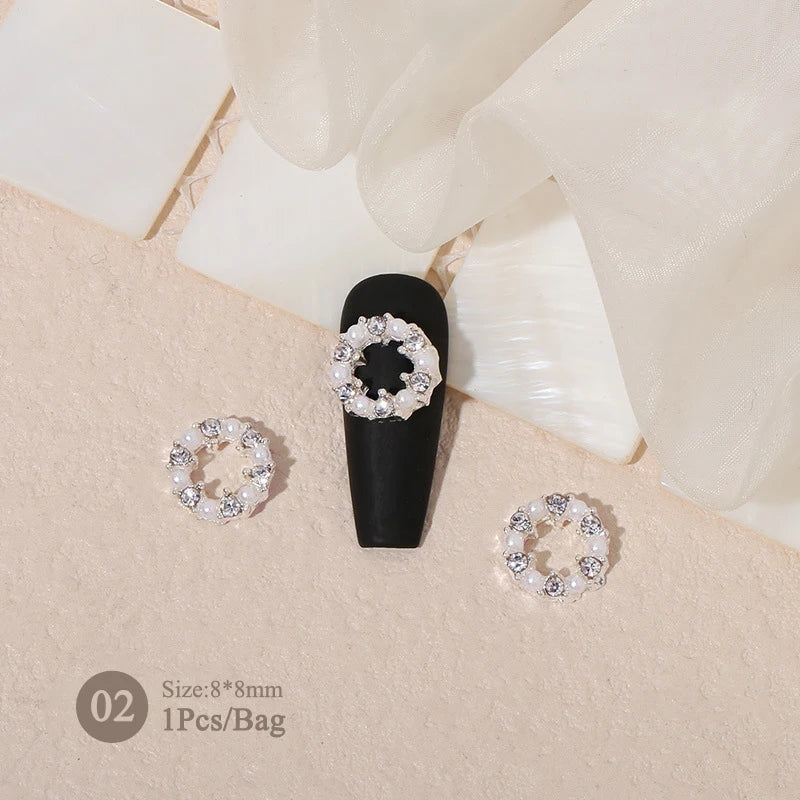 Elegant Gold Silver Metal Bowknot Nail Charm 3D Rhinestone Decor for DIY Manicure Art