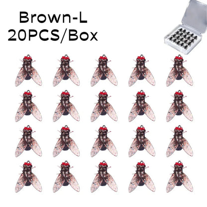 20PCS/Box Bionic Fly Fishing Bait Soft Hook for Salmon Trout Brown-15mm
