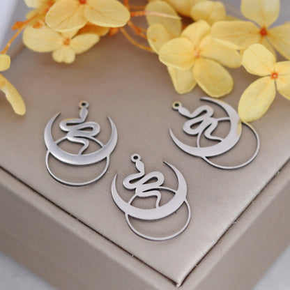 Elegant DIY Amulet Set: Phoenix Bird, Hummingbird, Snake Charms in Stainless Steel for Jewelry Making
