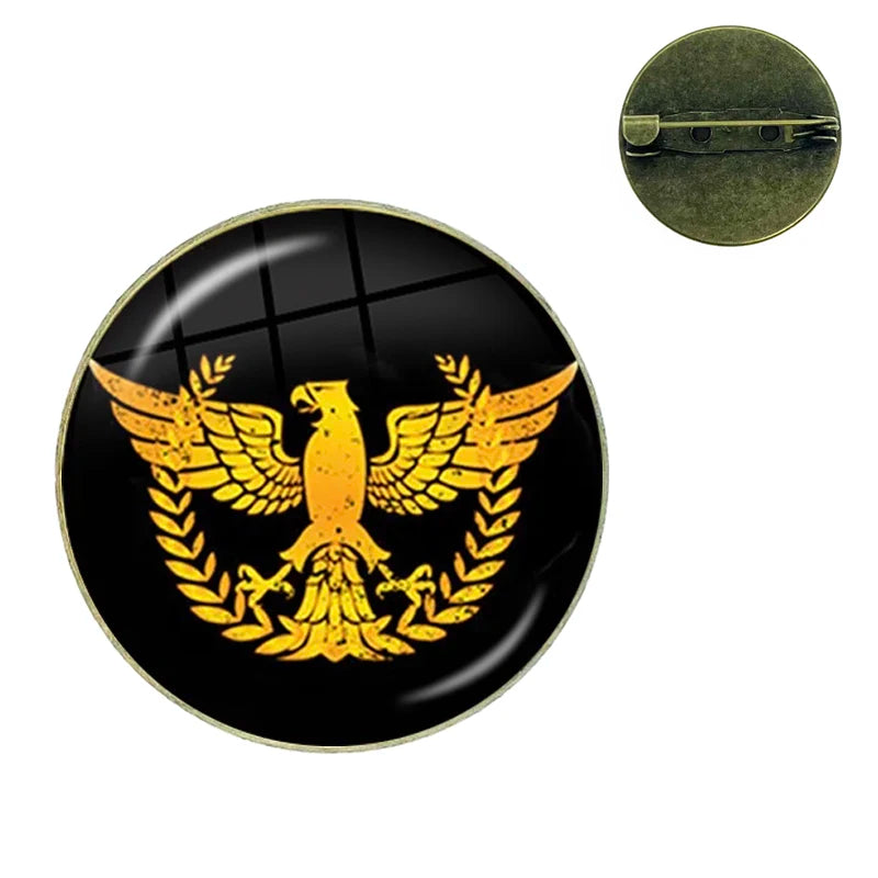 Vintage Roman Empire Legion Glass Cabochon Brooch Pins for Men and Women