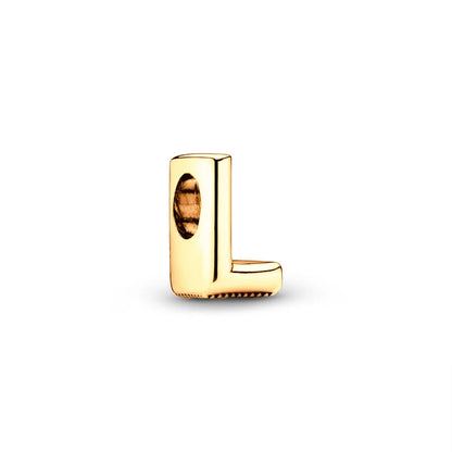Gold Plated A To Z Alphabet Charm Beads For 925 Bracelet