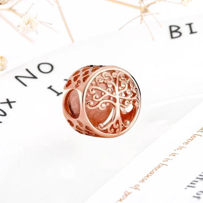 Rose Gold Winged Angel Heart Charm Bead Pink Daisy Spacer