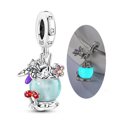 925 Sterling Silver Love Starry Sky Cat Paw Charms Beads