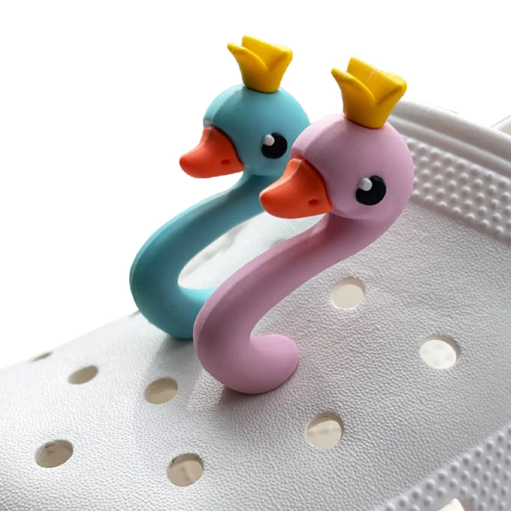 Whimsical 3D Swan Shoe Charms PVC Accessories for Customizing Shoes and Bags
