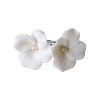 White Floral Ceramic Hairpins for Elegant Bridal Hairstyles
