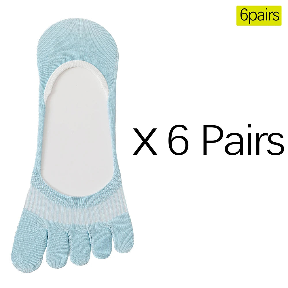 6 Pairs Cooling Mint Toe Socks For Women Non Slip Ankle