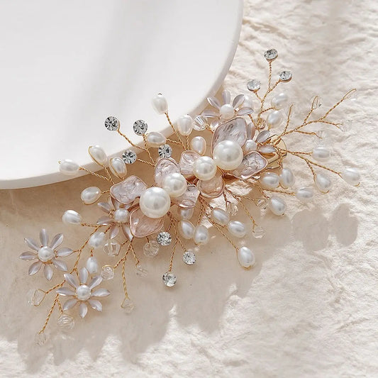 Handmade Pearl Flower Hair Clips Bridal Wedding Jewelry Gift Set