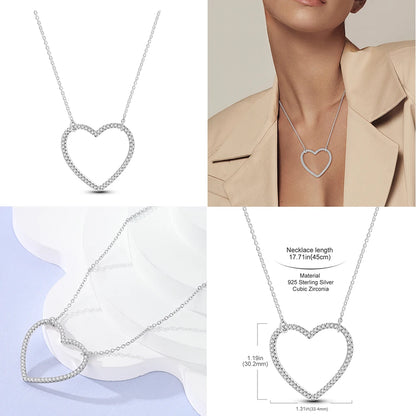 925 Sterling Silver Heart Chain Necklace for Women with Luxury Dog Paw Design Jewelry Gift