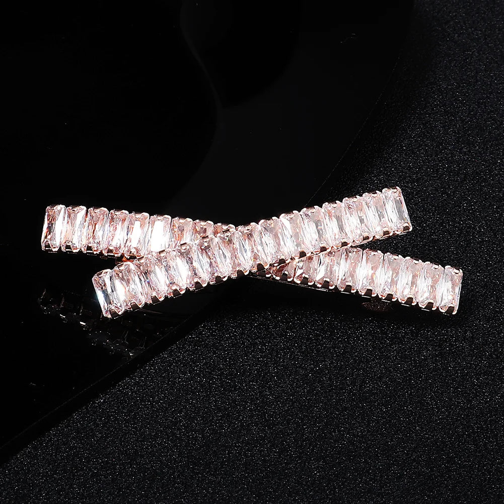 Elegant Cubic Zirconia Leaf Hair Clips for Bridal and Wedding Style