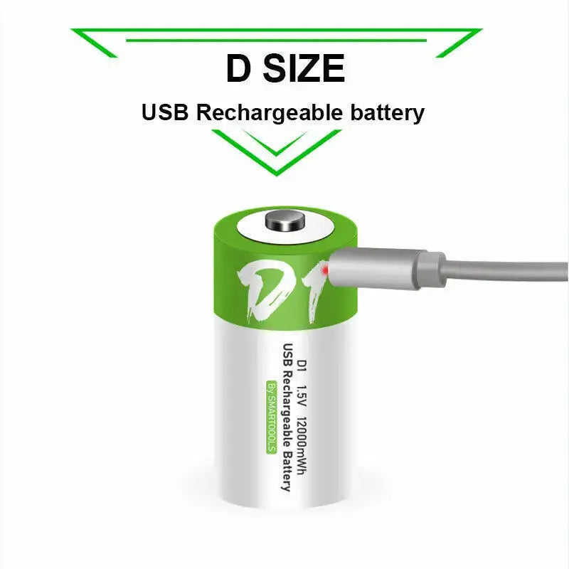1# USB 1.5V Rechargeable D Size LR20 Li-ion Battery with Type-C Cable