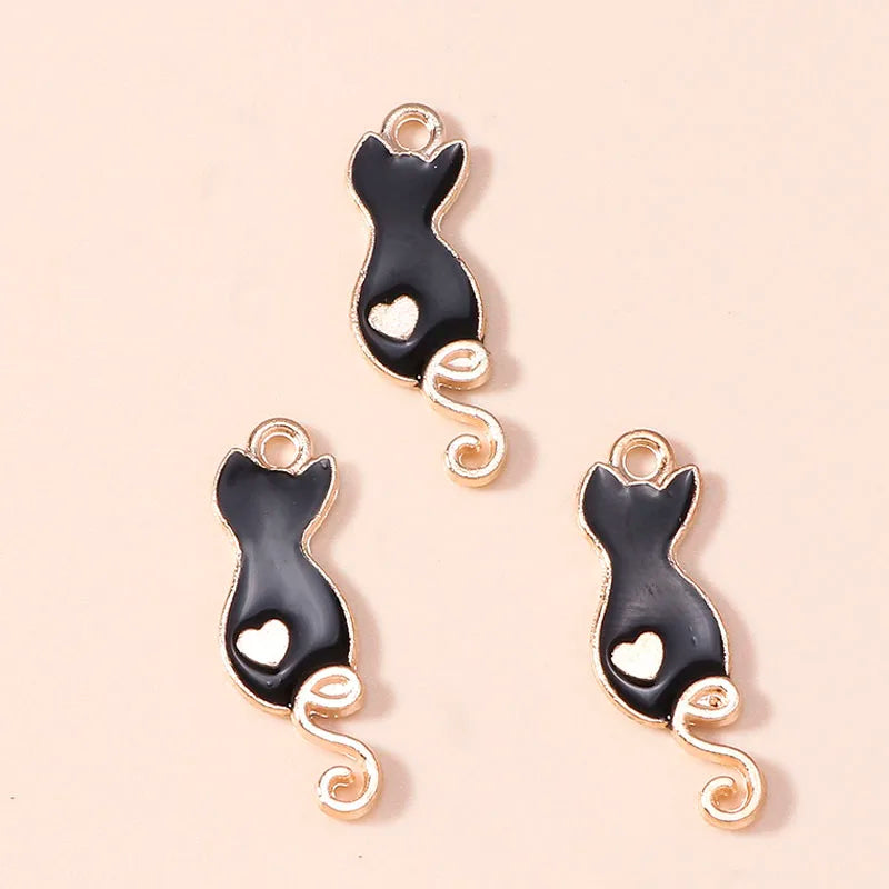 10 Pieces Mixed Cute Animal Charms Enamel Butterfly Cow Snail Cat Rabbit Deer Pendants for DIY Jewelry Making