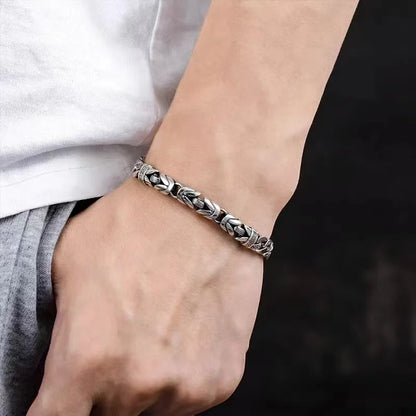 Vintage S925 Silver Handmade Bracelet for Men and Women Stylish Hip Hop Thai Jewelry