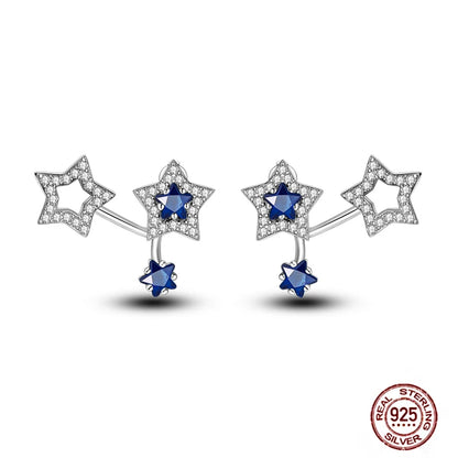 Blue Zircon 925 Sterling Silver Hoop Earrings Star Moon Butterfly Jewelry LTE345