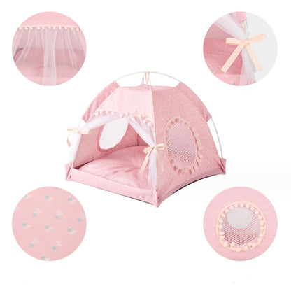 Sweet Princess Cat Bed Foldable Tent Cute Cat House Cushion