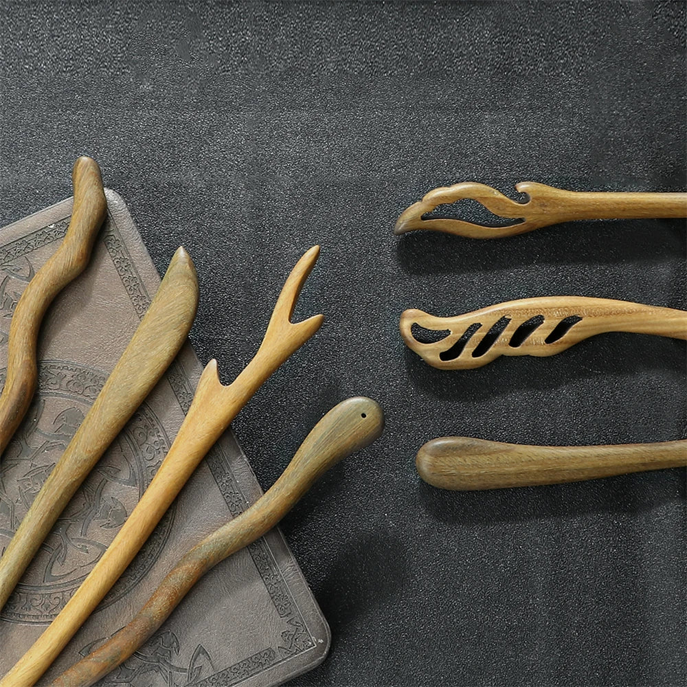 Vintage Green Sandalwood Hair Stick Chinese Style Natural Wood Hairpin Jewelry
