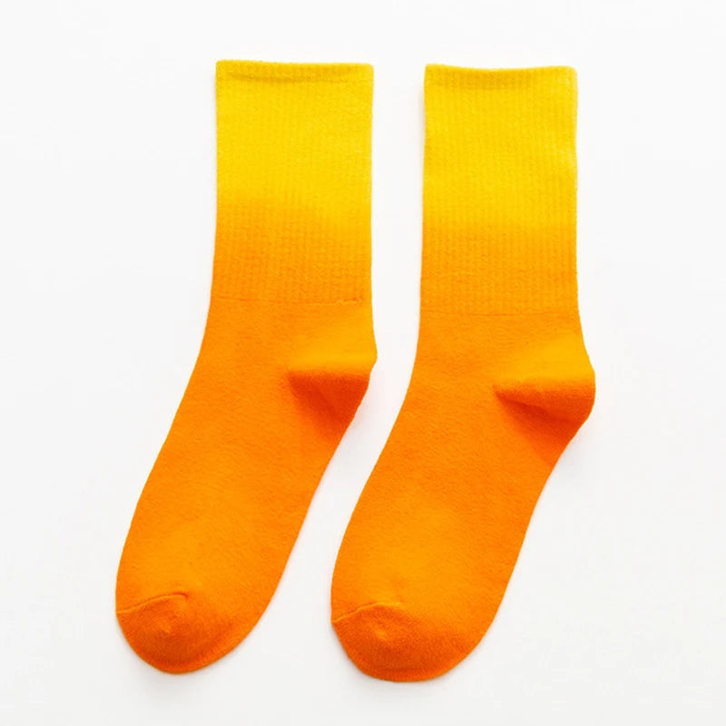 Tie Dye Gradient Mid Calf Crew Socks Unisex Breathable
