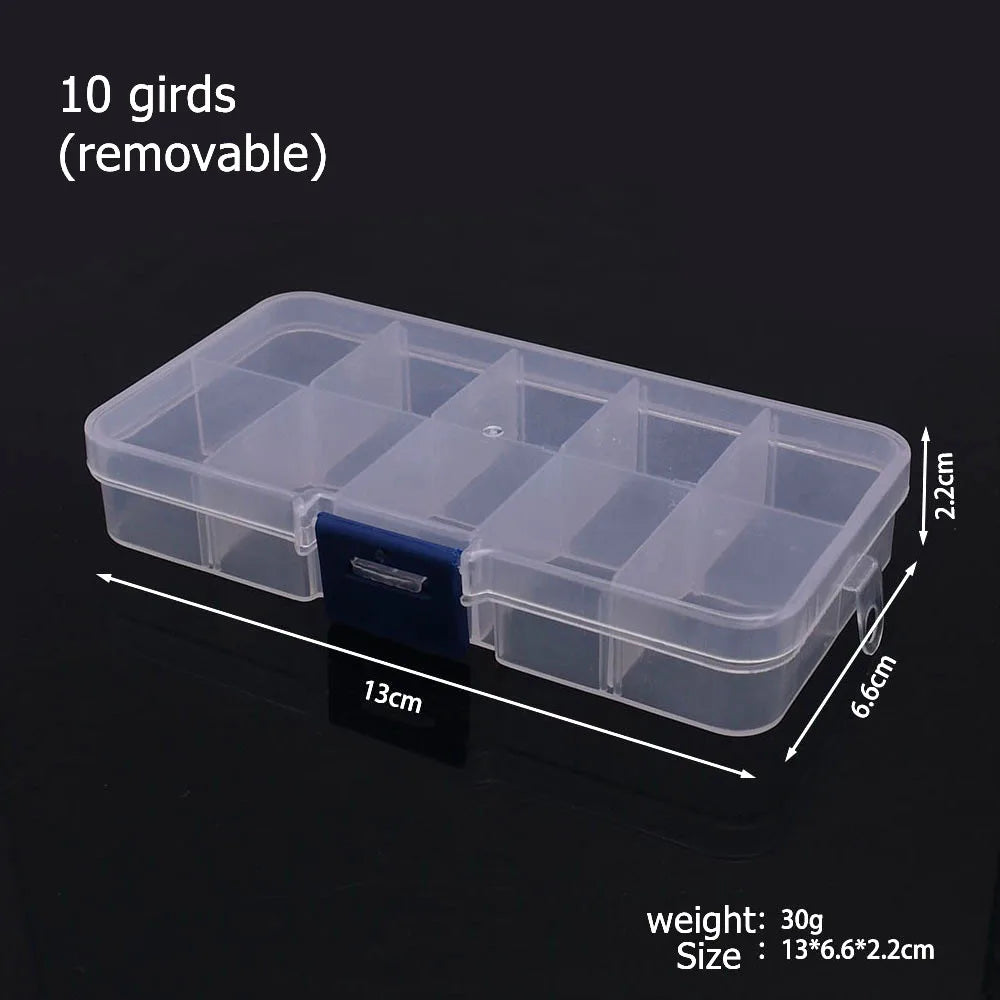 Ultimate Jewelry Organizer 6-32 Compartment Plastic Storage Box with Dividers for Beads and Crafts 10 grids removable