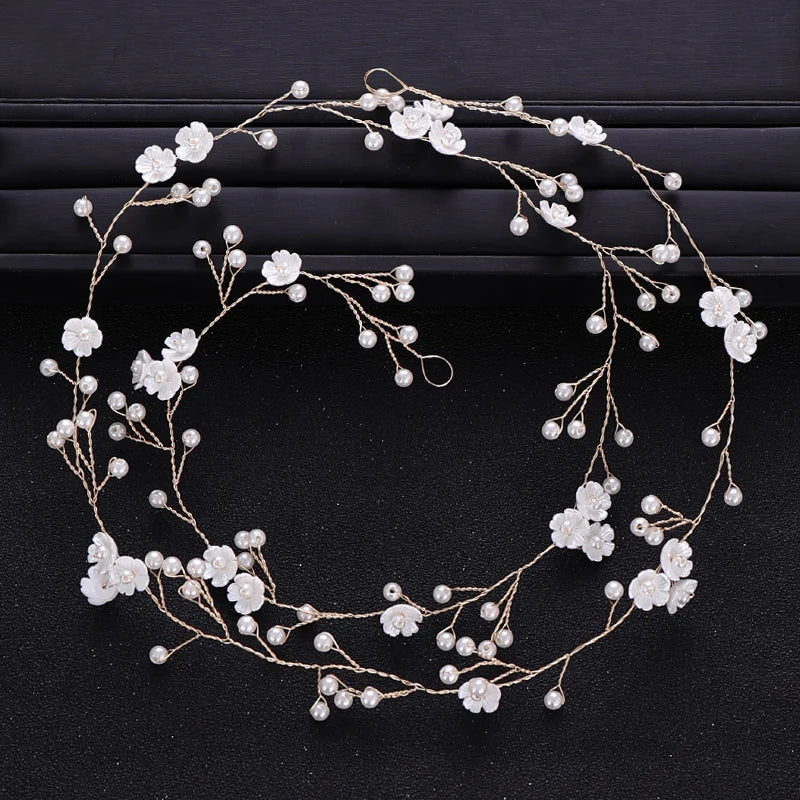 Elegant Pearl Flower Hair Vine for Bridal and Party Glam