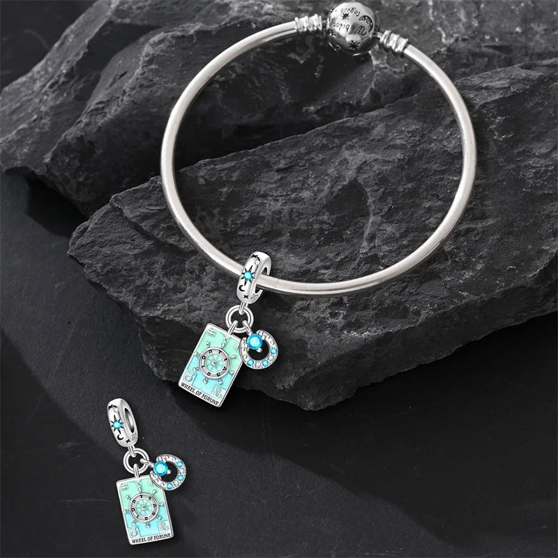 925 Sterling Silver Tarot Hourglass Bead Charm For Bracelet