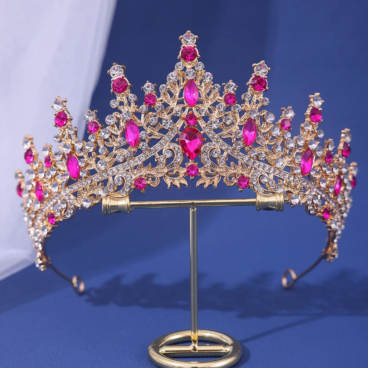 Luxury Bridal Crown - Baroque Queen Tiaras for Weddings & Parties gold Rose red