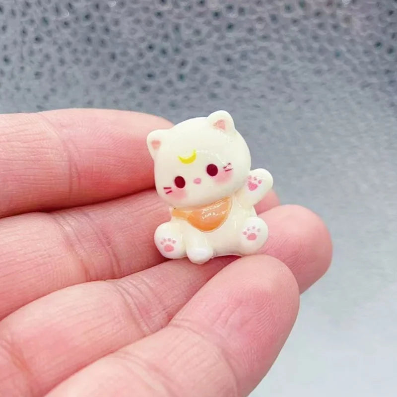 Miniature 3D Cartoon Cat Resin Charms Set for DIY Jewelry and Keychain Creations