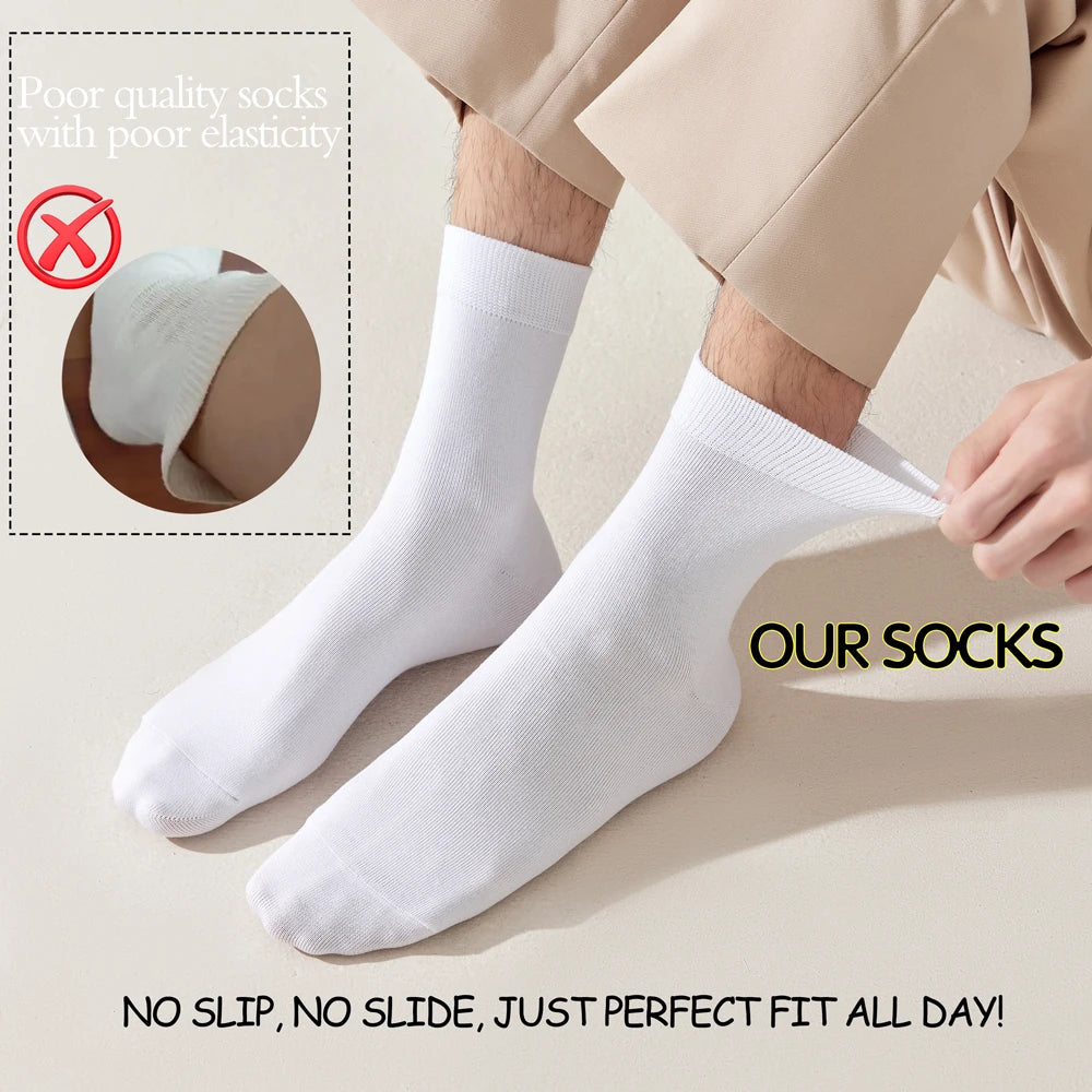 5 Pairs Bamboo Crew Socks Men Anti Odor Lightweight Non Slip