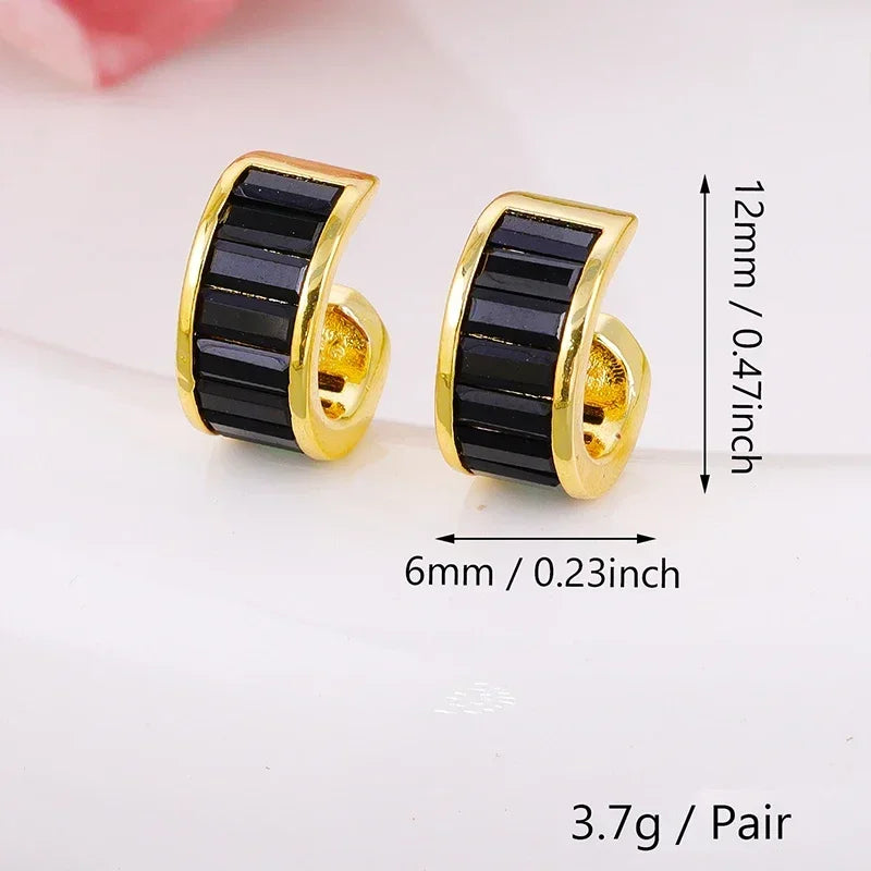 Crmya Gold-Color Cubic Zirconia Hoop Earrings Set for Women Fashion Jewelry 2023