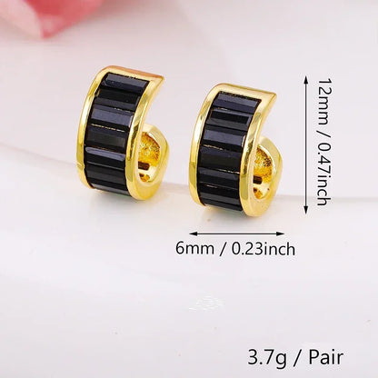 Crmya Gold-Color Cubic Zirconia Hoop Earrings Set for Women Fashion Jewelry 2023