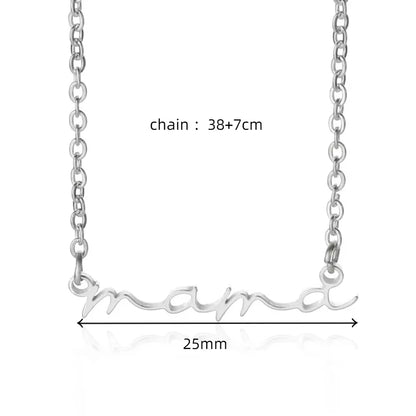 Mama Letters Pendant Necklace for Women Gold Stainless Steel Clavicle Chain Choker Fashion Jewelry Gift for Moms