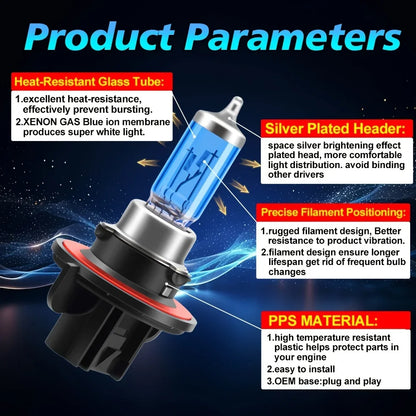 2pcs H13 H11 H7 H1 Halogen Headlights 6000K White 100W Plug and Play Enhanced Visibility Auto Headlight Lamp Mini Size