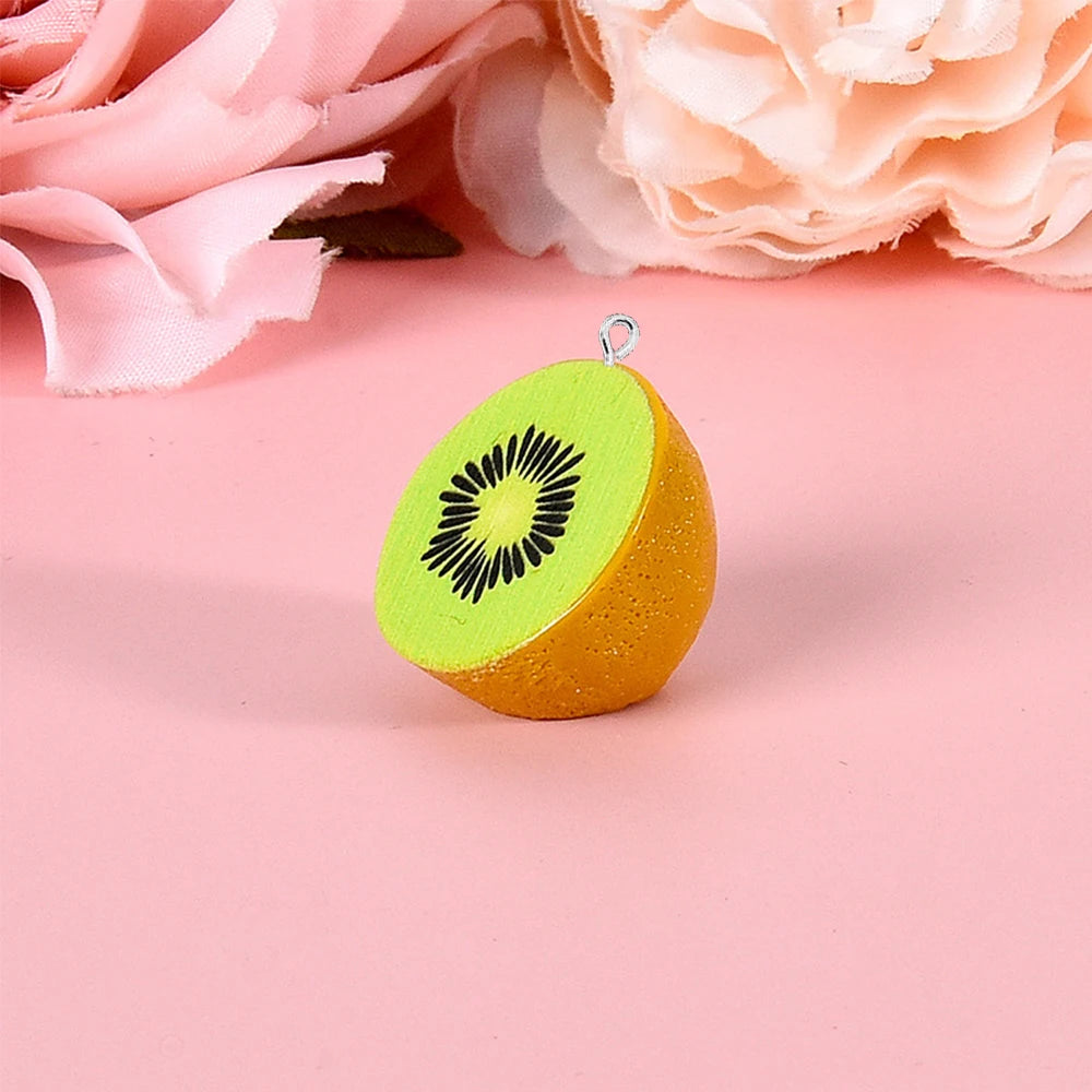 10 Piece 3D Simulated Fruit Flat Back Charms for DIY Jewelry Earrings Bracelets and Hairpins