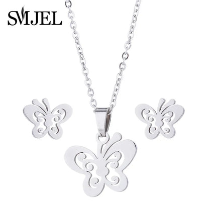 Elegant Stainless Steel Animal Necklace for Women - Rabbit Charm and Paw Print Design