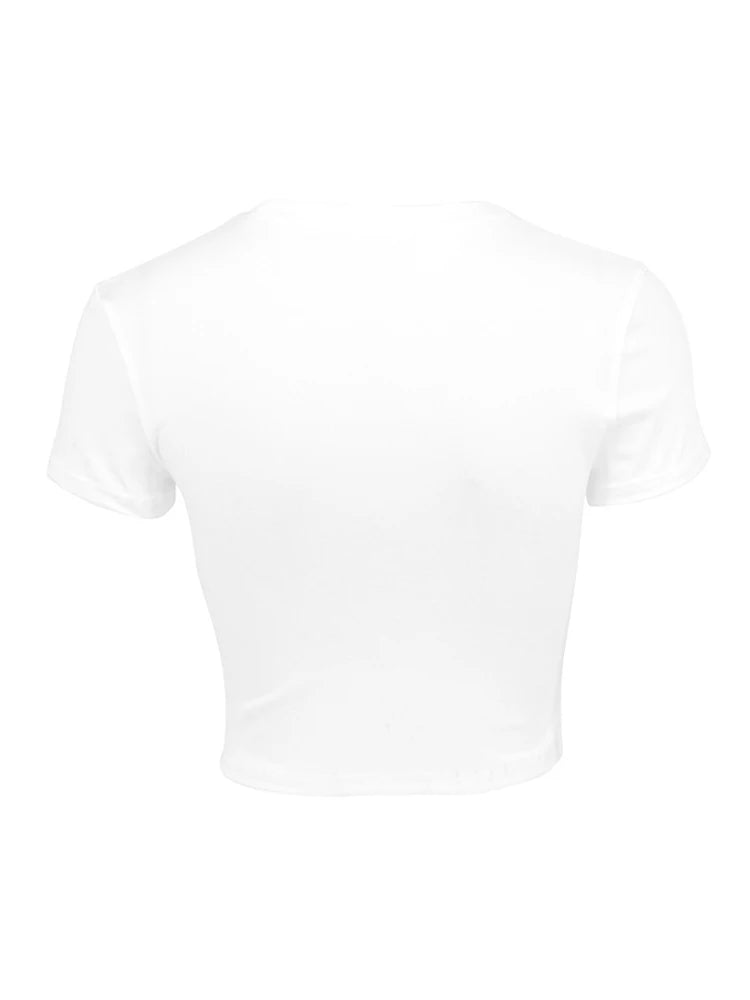 Slim White Crop Top with Heart Cutout for Women Streetwear