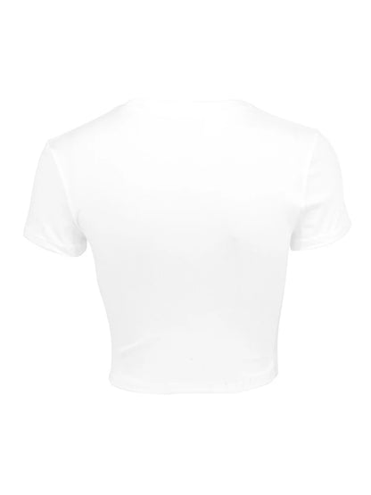 Slim White Crop Top with Heart Cutout for Women Streetwear