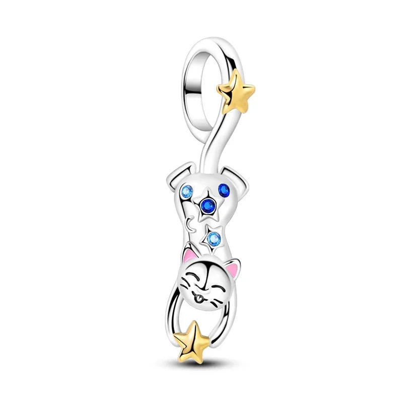 Original 925 Sterling Silver Cat Claw Charms with Zircon Accents Money Attract Earrings and DIY Necklace Bracelet Beads Gift Jewelry