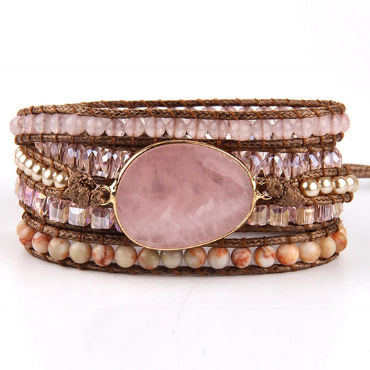 Mixed Natural Stones Bohemian Wrap Bracelets Set for Women