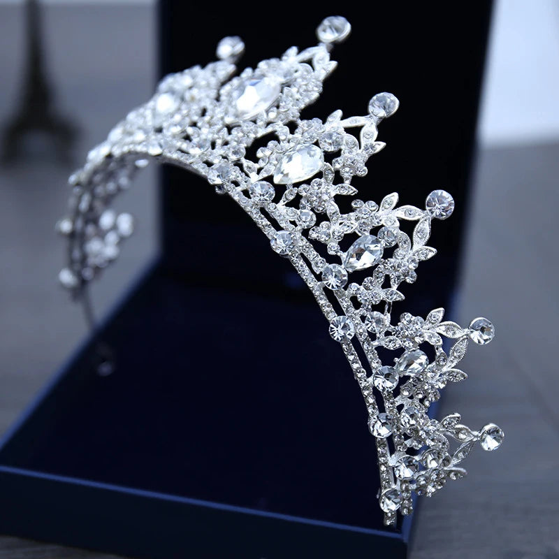 Elegant Crystal Bridal Tiara Crown for Weddings Silver Diadem Veil Headpiece Jewelry