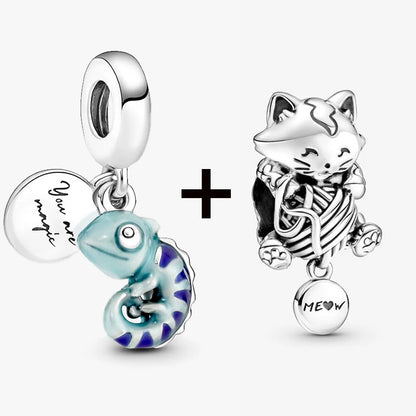 Chameleon and Turtle Pendant Beads for Charm Bracelets Jewelry Gift BD28