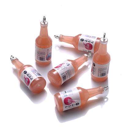 Colorful Glass Sake Bottle Charms for DIY Jewelry and Keychains - 10 Pack