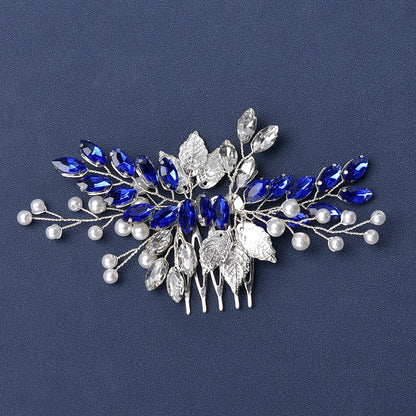 Crystal Pearl Leaf Hair Comb Clip - Handmade Wedding Tiara for Brides Style 11