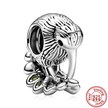 925 Sterling Silver Animal Charms Bracelet Beads with Zircon - Unicorn, Squirrel, Elephant Y199