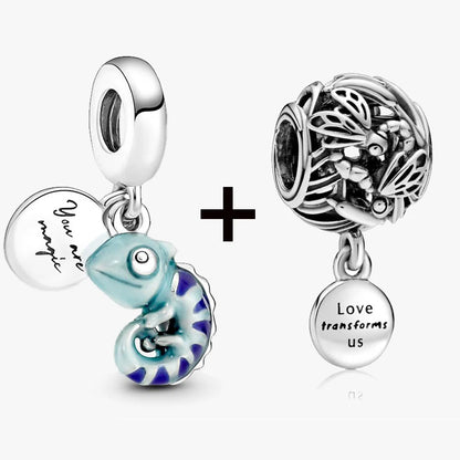 Chameleon and Turtle Pendant Beads for Charm Bracelets Jewelry Gift BD21